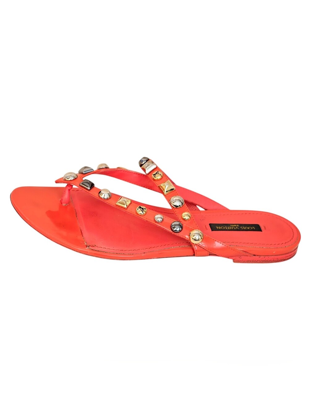 Louis Vuitton Orange Studded Toe-Post Sandals